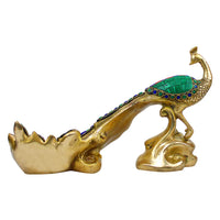 VMMPL Peacock Brass with Multicolor Gemstone Handwork Showpiece Idol Figurine Sculpture for Home Decoration | 11 x 4 x 7 Inch | 2.8 Kg |