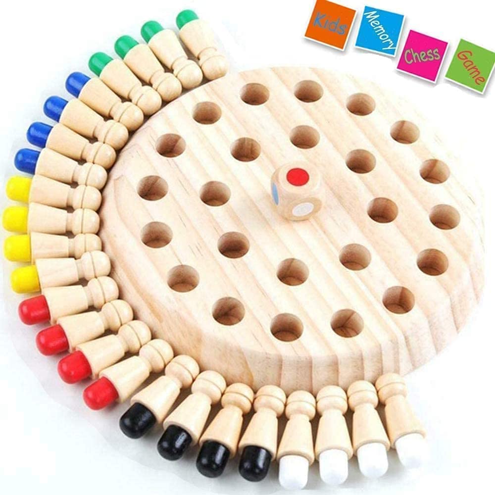 VMMPL Wooden Memory Match Stick Chess Game Set | Educational Board Game for Kids & Parents | Brain Training Toy for Age 3+ | Montessori Learning Toy | 6 Player Memory Chess with Dice & Color Sticks