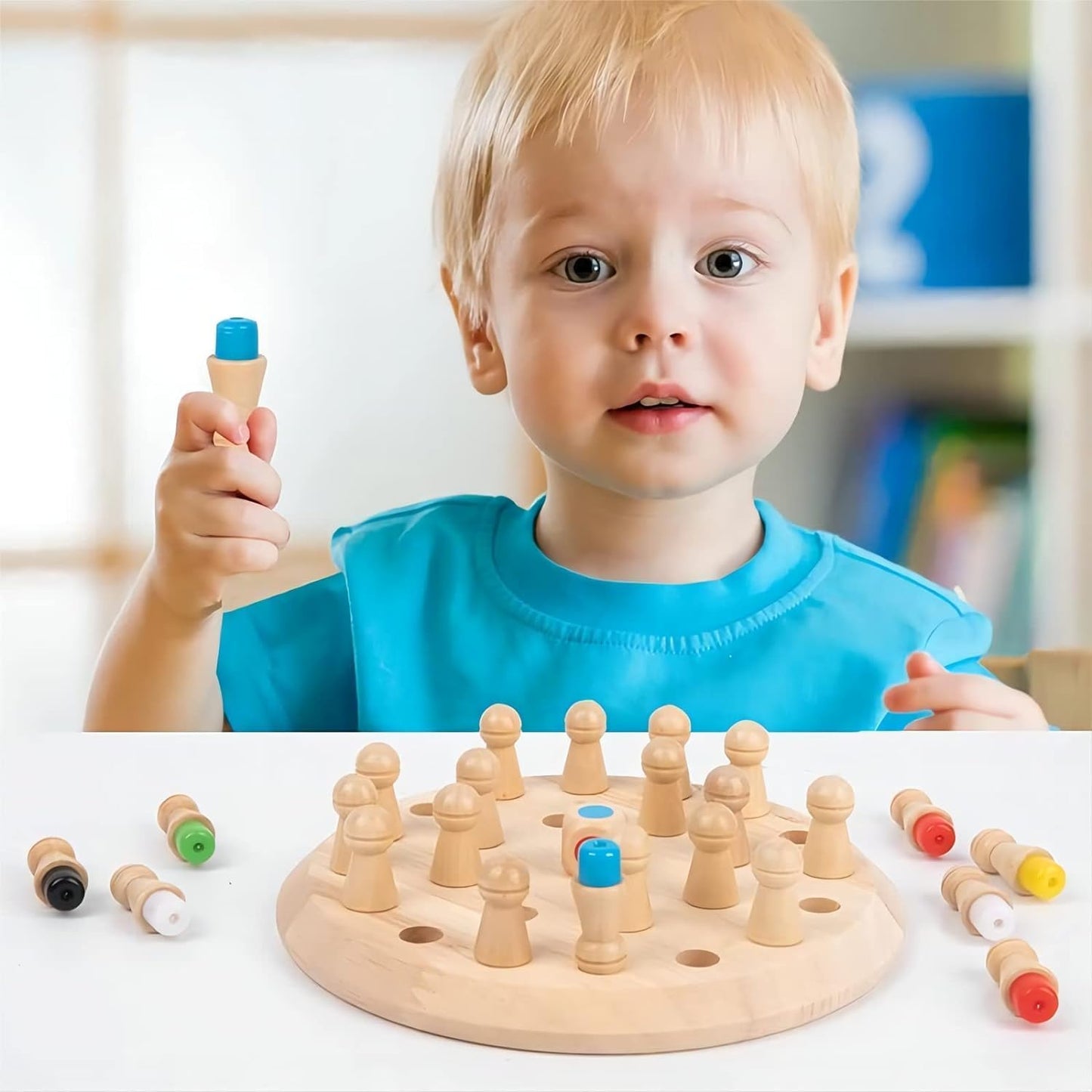 VMMPL Wooden Memory Match Stick Chess Game Set | Educational Board Game for Kids & Parents | Brain Training Toy for Age 3+ | Montessori Learning Toy | 6 Player Memory Chess with Dice & Color Sticks