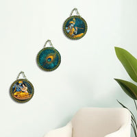 VMMPL Wooden Wall Hanging for Home Decoration – Set of 3 Round Rustic Decorative Items for Living Room, Bedroom &amp; Office | Organic Themed Wall Decor (20x20 cm, Cir-Set-44)