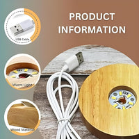 VMMPL – Umi 3D Deer Crystal Ball LED Night Lamp with Wooden Base | Warm Light Table Lamp for Bedroom, Office, Gift & Décor (Deer Design)