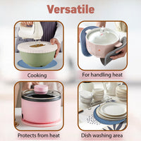 VMMP Silicone Mats for Kitchen Counter – Heat Resistant Mats for Dining Table | Set of 4 Non-Slip Silicone Trivets for Hot Pots and Cookware | Multi-Purpose Kitchen Protection Pads (Multicolour, Round)