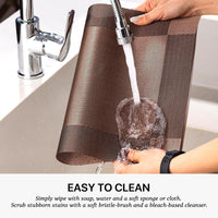 VMMP Washable PVC Heat Resistant Placemats for Dining Table – Non-Slip, Easy to Clean, Stylish Brown Table Mats (Set of 4, 45x30 cm) – Ideal for Kitchen, Home & Restaurant Use