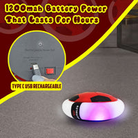 Wembley Rechargeable Hover Football for Kids | Indoor Soccer Ball with LED Lights | Air Powered Floating Disc Toy for Boys & Girls (Red, Age 3–10+)