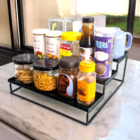 WonderStand Metal TRIZEN | 3-Step Kitchen Countertop Spice Rack Container Utensil Holder Organizer (Black