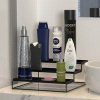 WonderStand Metal TRIZEN | 3-Step Kitchen Countertop Spice Rack Container Utensil Holder Organizer (Black