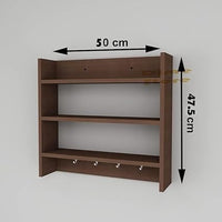 Wooden Kitchen Rack - 4 Tier Closed Cabinet Shelf | Wall Mount | Dust Resistant | Adjustable Storage Organizer | Engineered Wood (Brown)