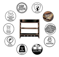 Wooden Kitchen Rack - 4 Tier Closed Cabinet Shelf | Wall Mount | Dust Resistant | Adjustable Storage Organizer | Engineered Wood (Brown)