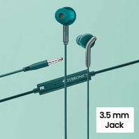 Zebronics Zeb-Bro Wired In-Ear Earphones with Mic | 3.5mm Jack | Passive Noise Isolation | Snug Fit | 1.2m Cable | Water Resistant | Green | Ideal for Calls, Music & Gaming