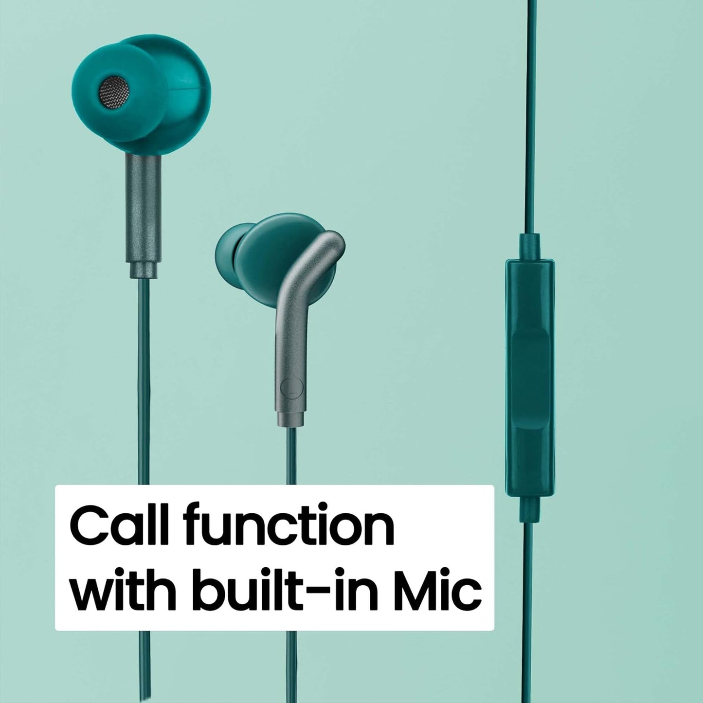 Zebronics Zeb-Bro Wired In-Ear Earphones with Mic | 3.5mm Jack | Passive Noise Isolation | Snug Fit | 1.2m Cable | Water Resistant | Green | Ideal for Calls, Music & Gaming