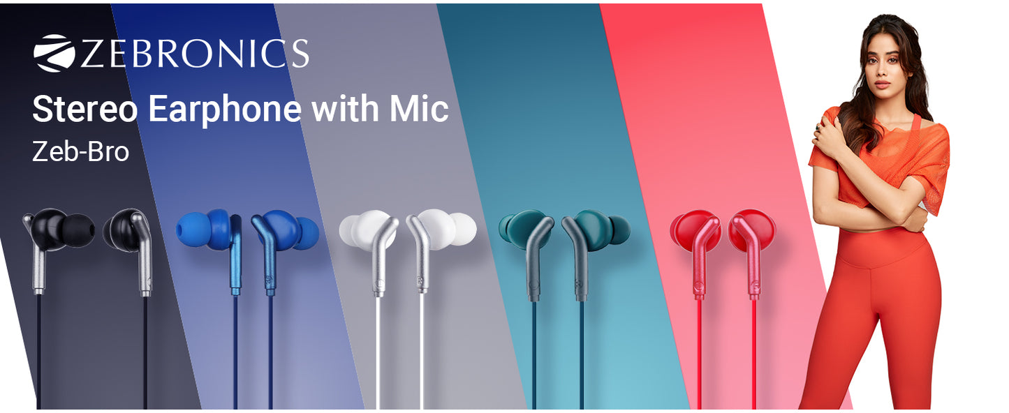 Zebronics Zeb-Bro Wired In-Ear Earphones with Mic | 3.5mm Jack | Passive Noise Isolation | Snug Fit | 1.2m Cable | Water Resistant | Green | Ideal for Calls, Music & Gaming