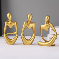 Decorative Abstract Thinker Men Statue Set Of 3 Modern Art Showpiece Sculpture(Fantasy,Gold,13CmX6Cm) Decoration Items For Home Decor Living Room Bedroom Bookshelf Table Office-Resin