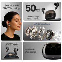 boAt Airdopes Plus 311 (2025 Launch) – TWS Bluetooth Earbuds with ENx Dual Mics, 50H Battery, ASAP Charge & IPX4 | Charcoal Black