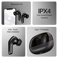boAt Airdopes Plus 311 (2025 Launch) – TWS Bluetooth Earbuds with ENx Dual Mics, 50H Battery, ASAP Charge & IPX4 | Charcoal Black