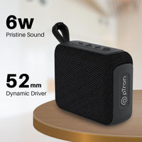 pTron Funk Wow 6W Ultra Portable Bluetooth Speaker – Pristine Sound, TWS, 10Hrs Playback, IPX5 Water Resistant, Multi-Playback, Type-C Charging (Black)