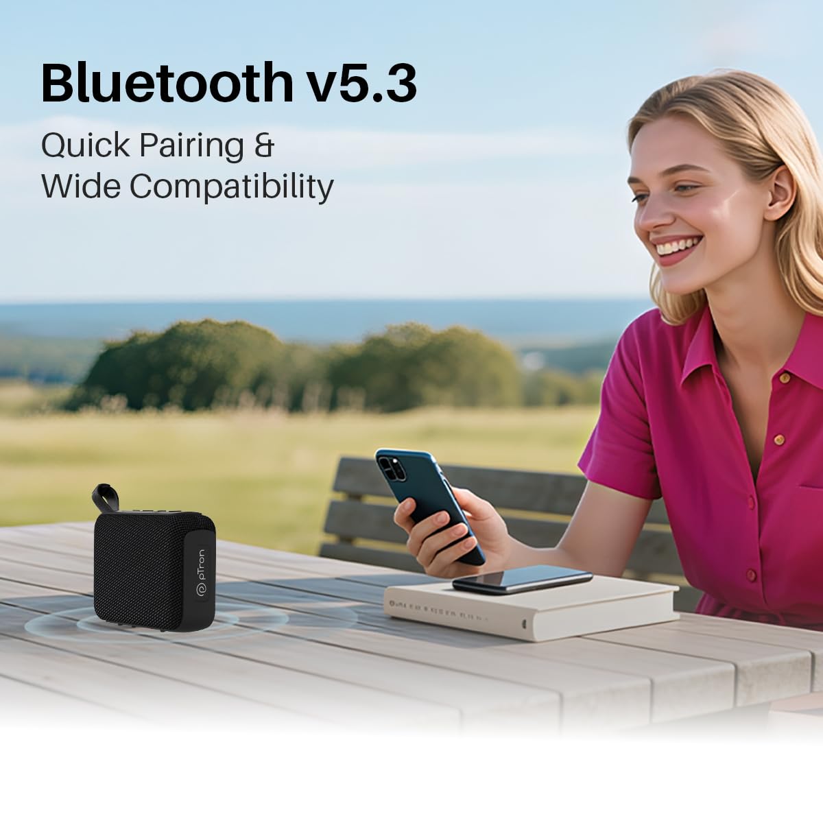 pTron Funk Wow 6W Ultra Portable Bluetooth Speaker – Pristine Sound, TWS, 10Hrs Playback, IPX5 Water Resistant, Multi-Playback, Type-C Charging (Black)