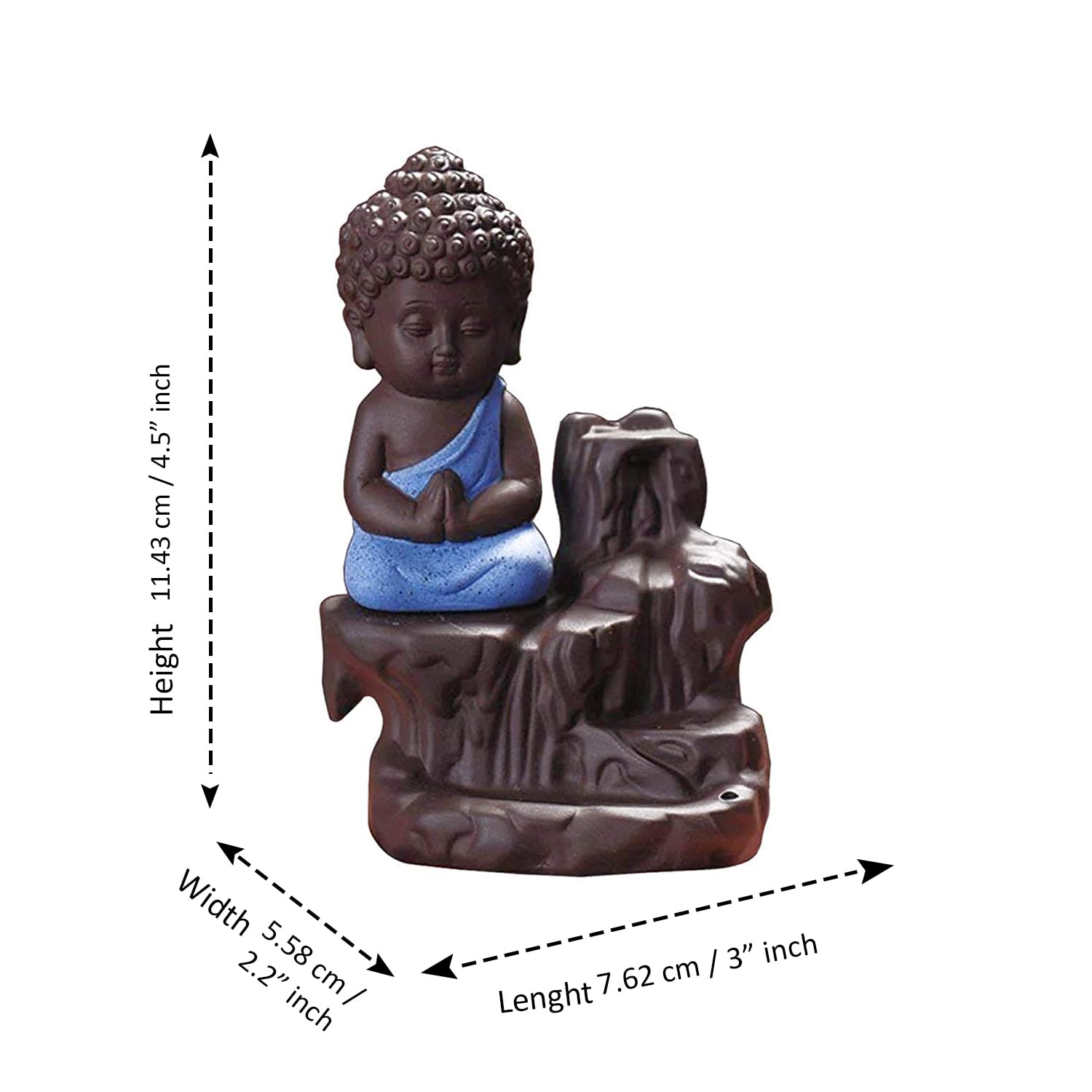 VMMPL Meditating Monk Buddha Smoke Fountain | Backflow Cone Incense Holder | Multicolor Resin Showpiece for Home, Living Room, Office, Gift Décor (8x6x10 cm)