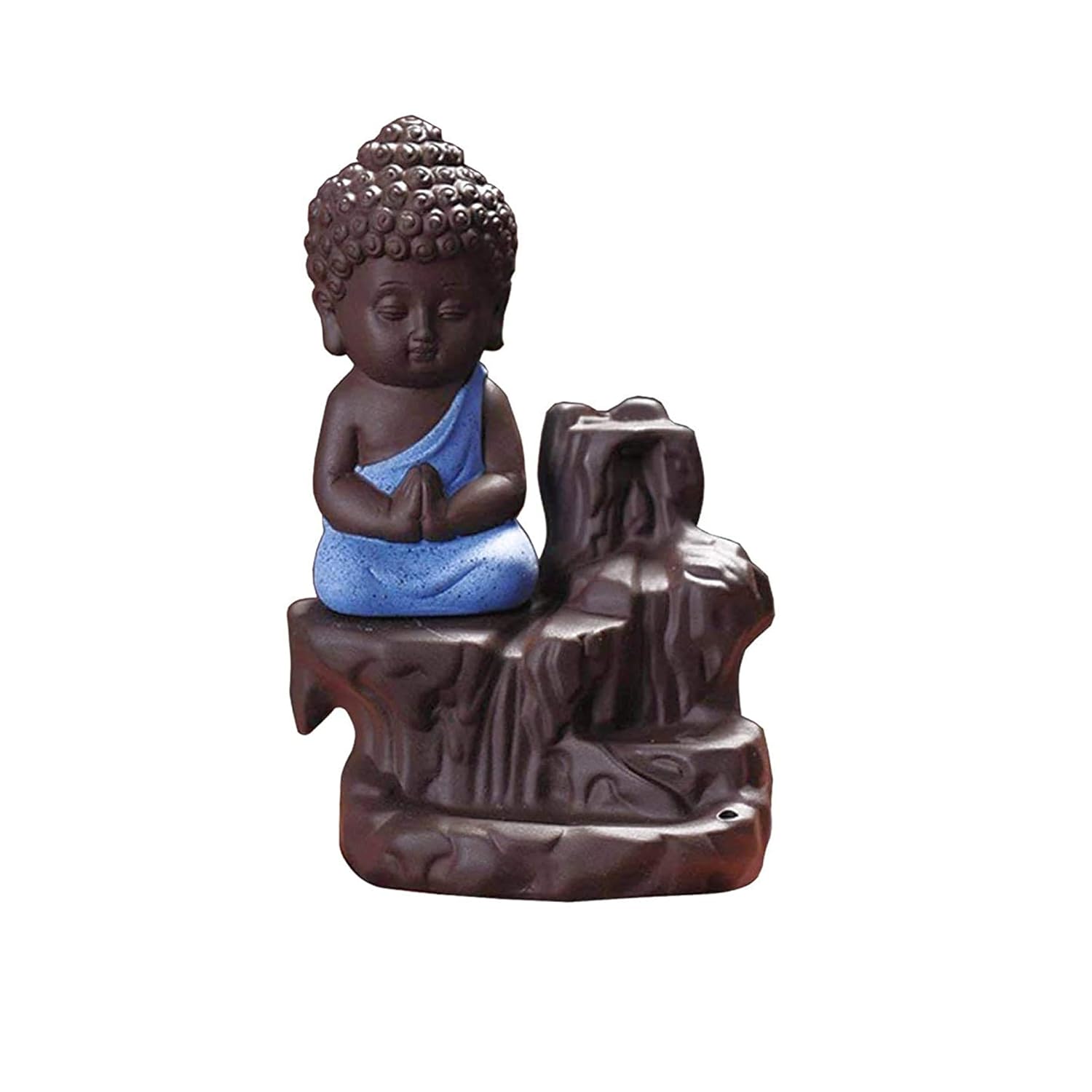 VMMPL Meditating Monk Buddha Smoke Fountain | Backflow Cone Incense Holder | Multicolor Resin Showpiece for Home, Living Room, Office, Gift Décor (8x6x10 cm)
