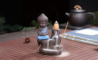 VMMPL Meditating Monk Buddha Smoke Fountain | Backflow Cone Incense Holder | Multicolor Resin Showpiece for Home, Living Room, Office, Gift Décor (8x6x10 cm)