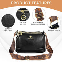 VMMPL Storite PU Leather Sling Bag | Stylish Crossbody Bag for Women & Girls | Multi-Compartment with Adjustable Shoulder Strap – Black